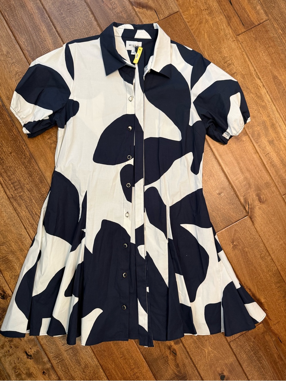 Milly Navy & White Abstract Print Button-Front